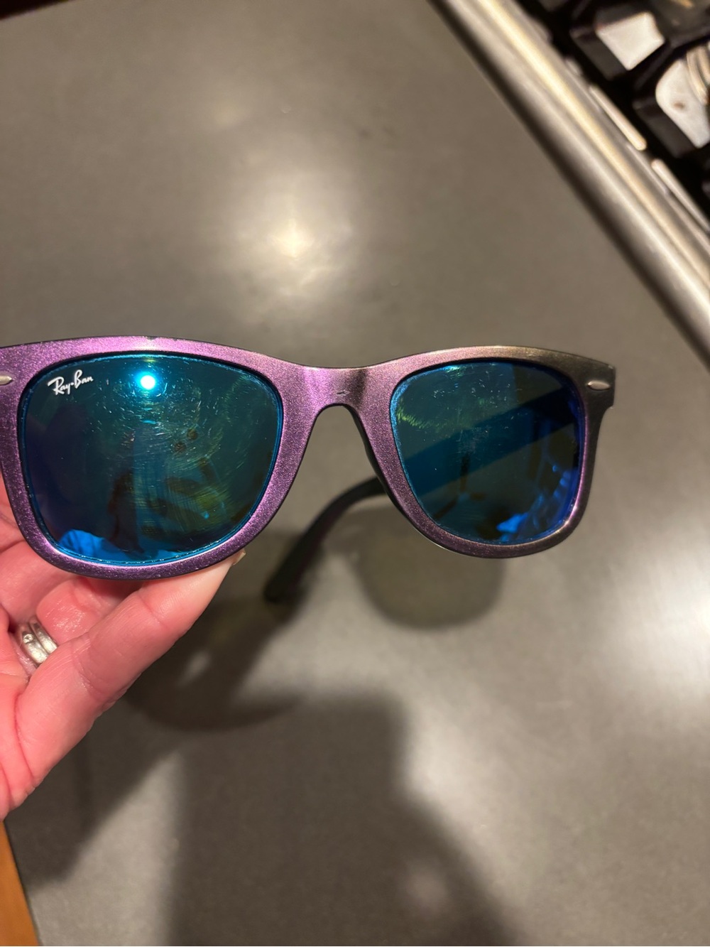 Ray-Ban wayfarer Purple Frame Blue Mirror Lens Sunglasses cosmo collection satur
